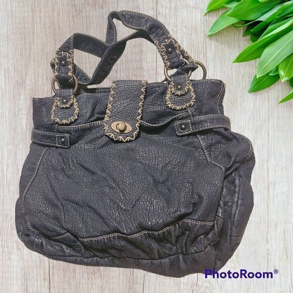 Red by Marc Ecko Brown Soft PEBBLED VEGAN Hobo Bag Unique Denim Blue - Picture 1 of 7